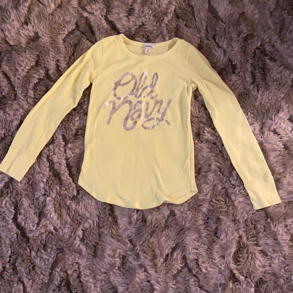 Girls bright yellow Old Navy long sleeve shirt